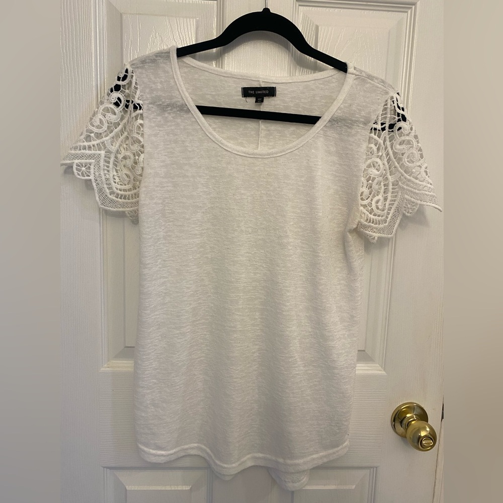 The Limited Ivory Lace Sleeve Blouse